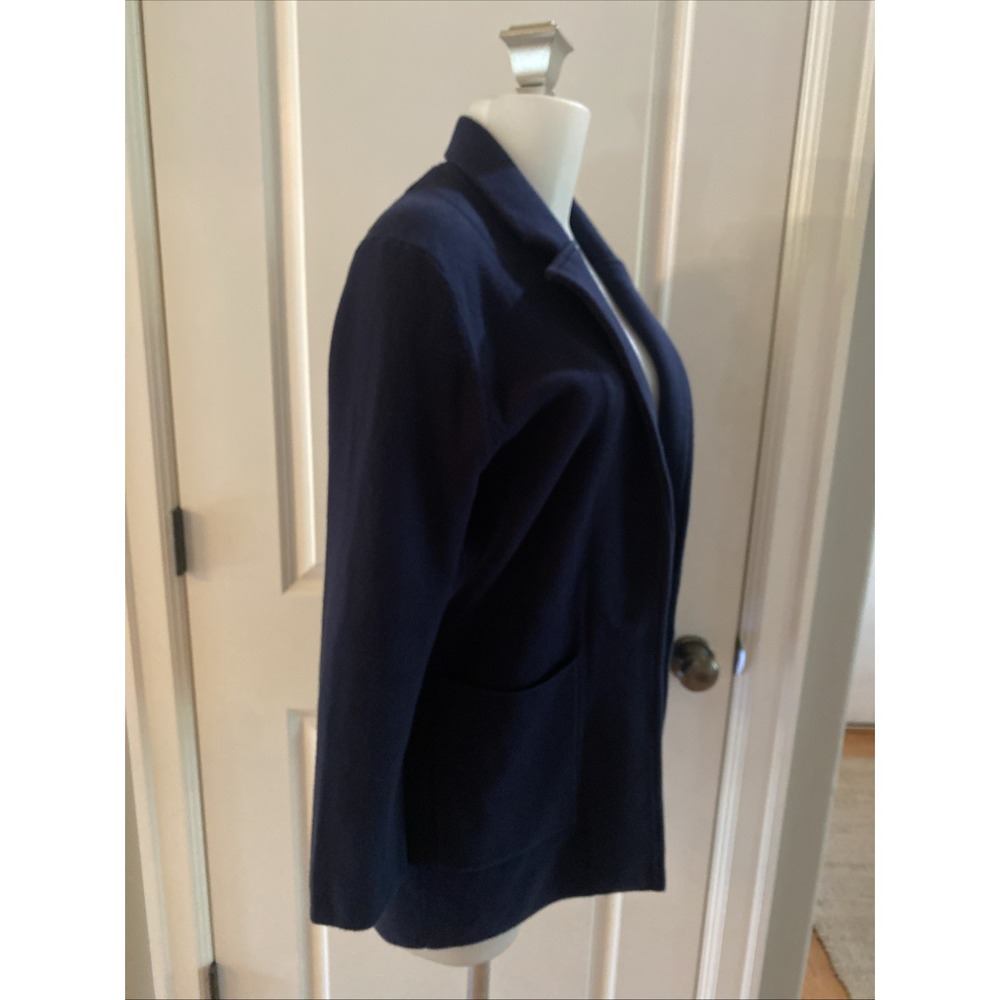 Quince Open Front Navy Blue Cardigan Long Sleeve Size XS Organic Cotton Pockets - Picture 2 of 8